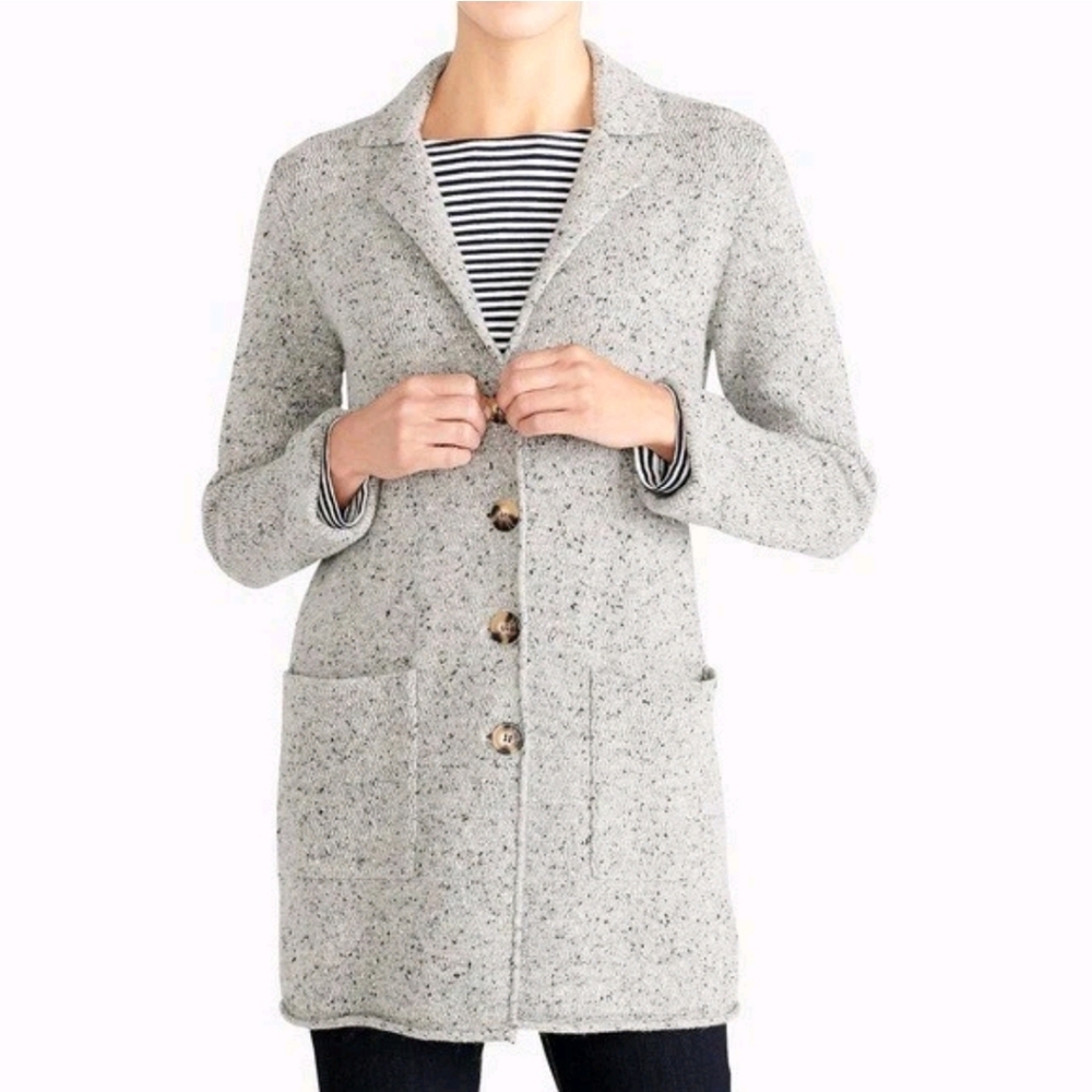 J. Crew Mercantile Donegal Lambs Wool Blend Gray Button Cardigan Coat